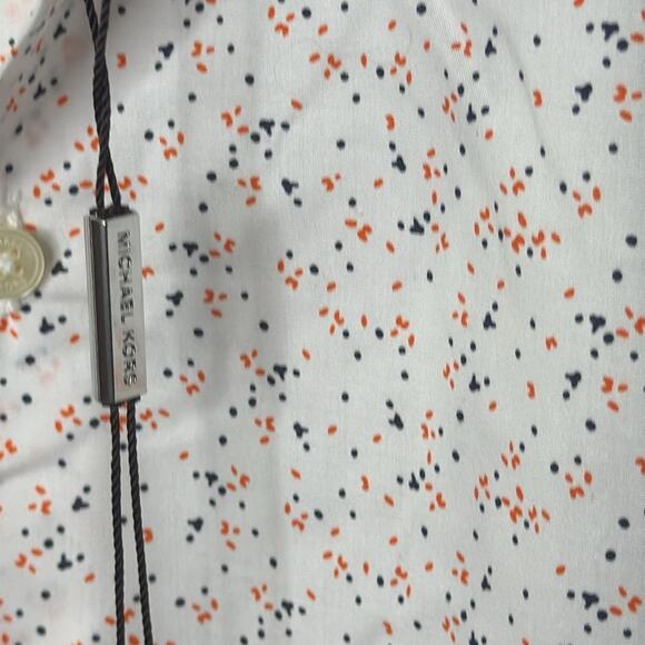 Michael Kors Men White with Dots Short Sleeve Button Up Shirt Size X-Small - Picture 3 of 6